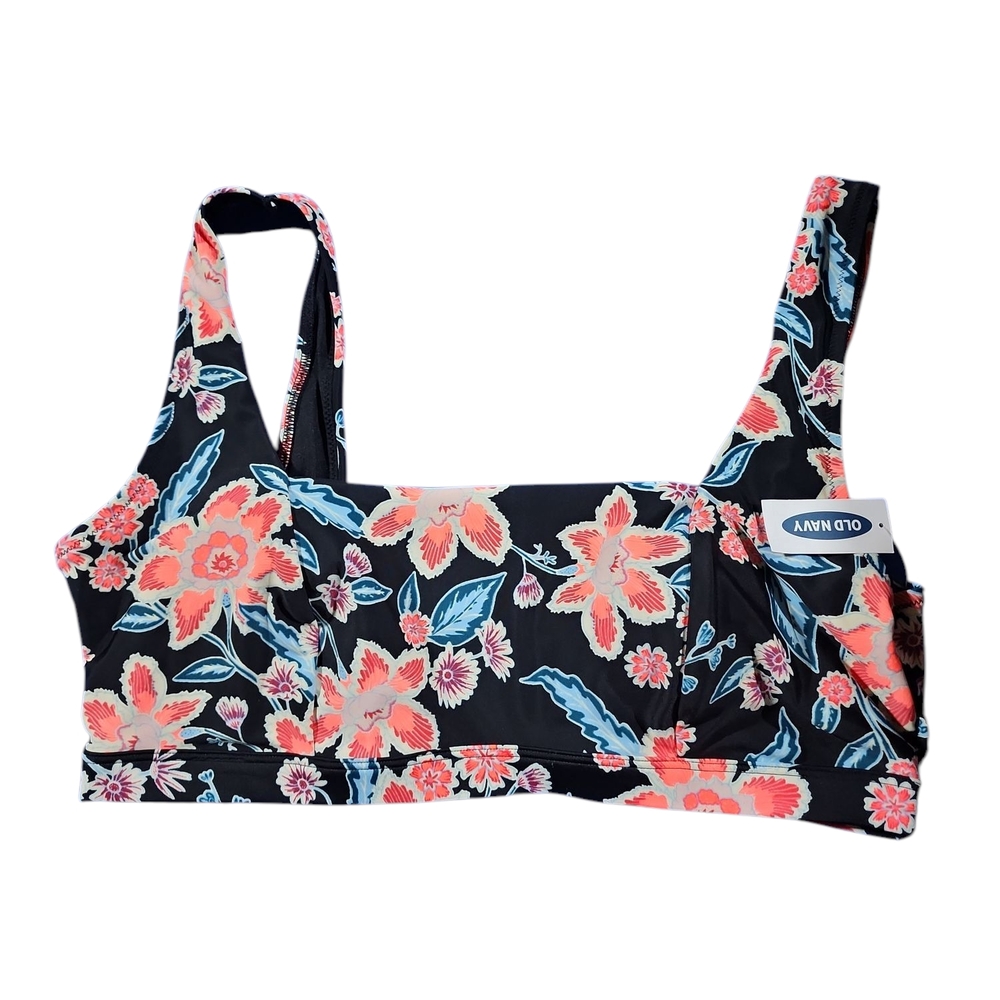 Old Navy Black Floral Bikini Top
